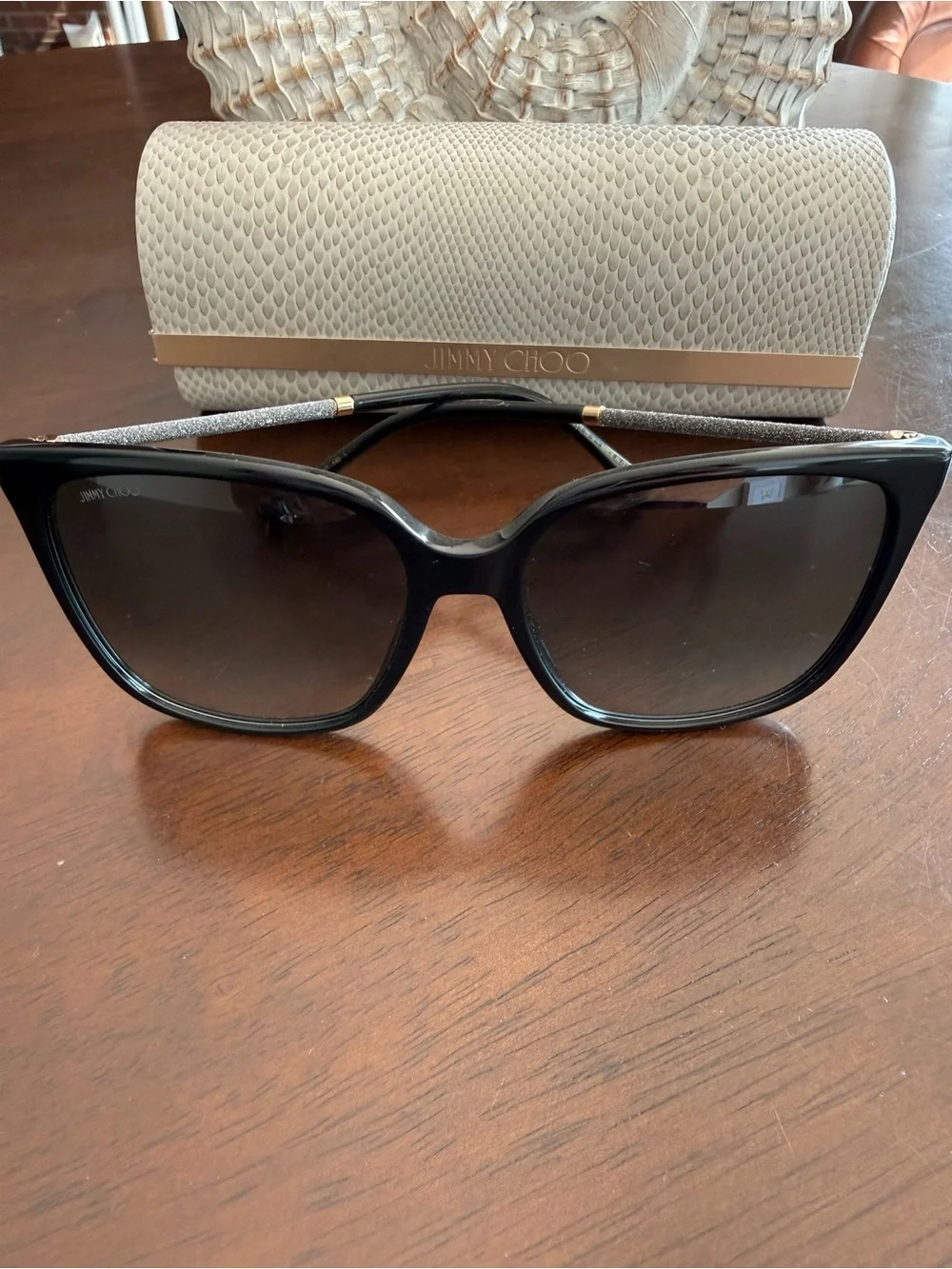 NEW JIMMY CHOO Sunglasses with case  Scilla/S  8079O BLACK With SILVER
